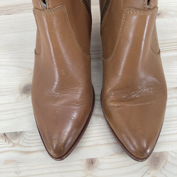 Frye Jennifer Ankle Booties Women Sz 7 Brown Leather Pointed Toe Western Boho - Picture 10 of 13